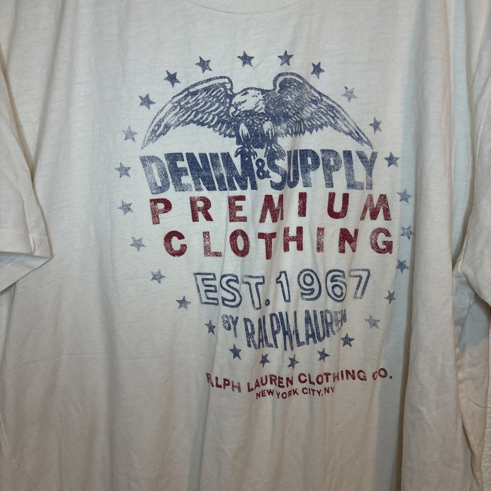 Ralph Lauren Men's T-Shirt Size L 100%‎ cotton White Graphic Print Crewneck - Picture 2 of 16